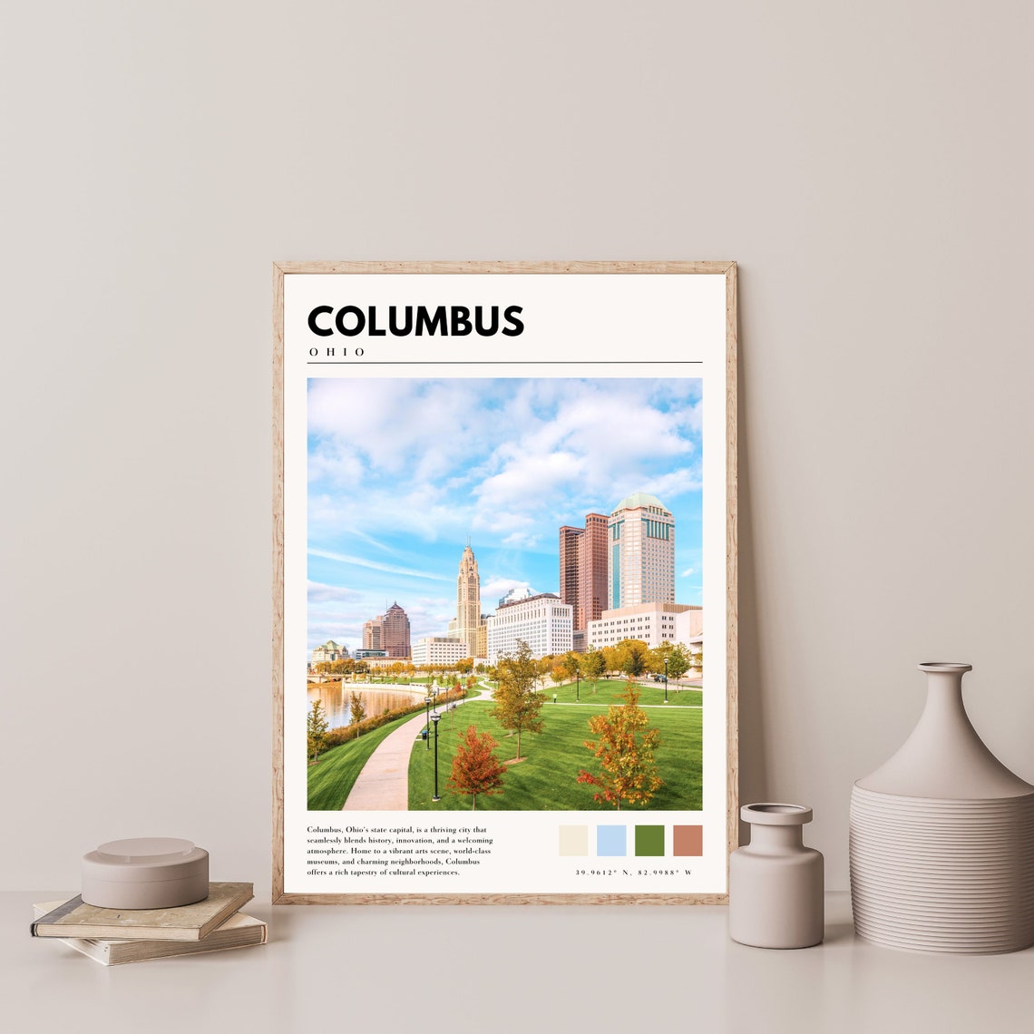 Columbus Ohio Poster with Downtown Skyline and Scioto Mile Park - Image 4