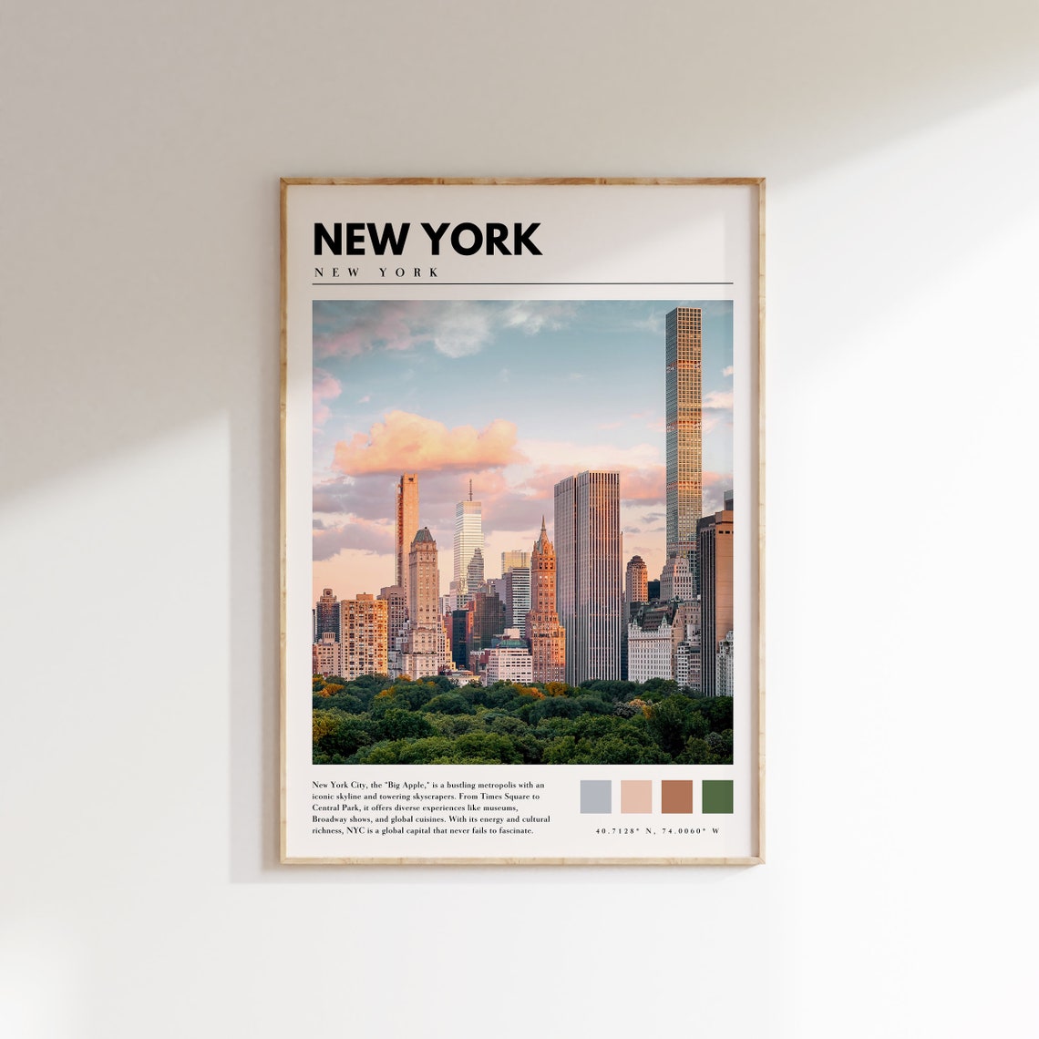 New York City Sunset Skyline Rising Over Central Park Poster