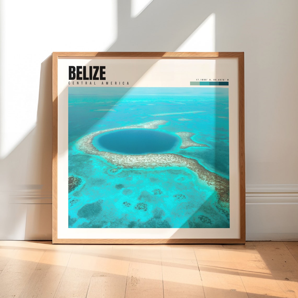 Belize Great Blue Hole Aerial View of Turquoise Lagoon Poster