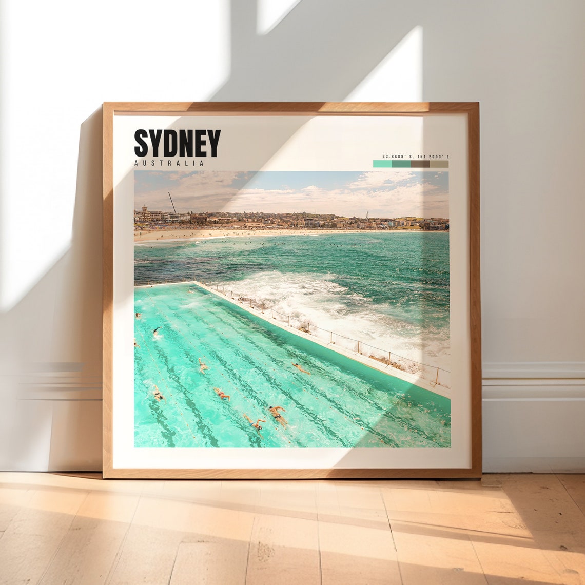 Sydney Australia Bondi Beach Ocean Pool Swimmers Waves Travel Poster