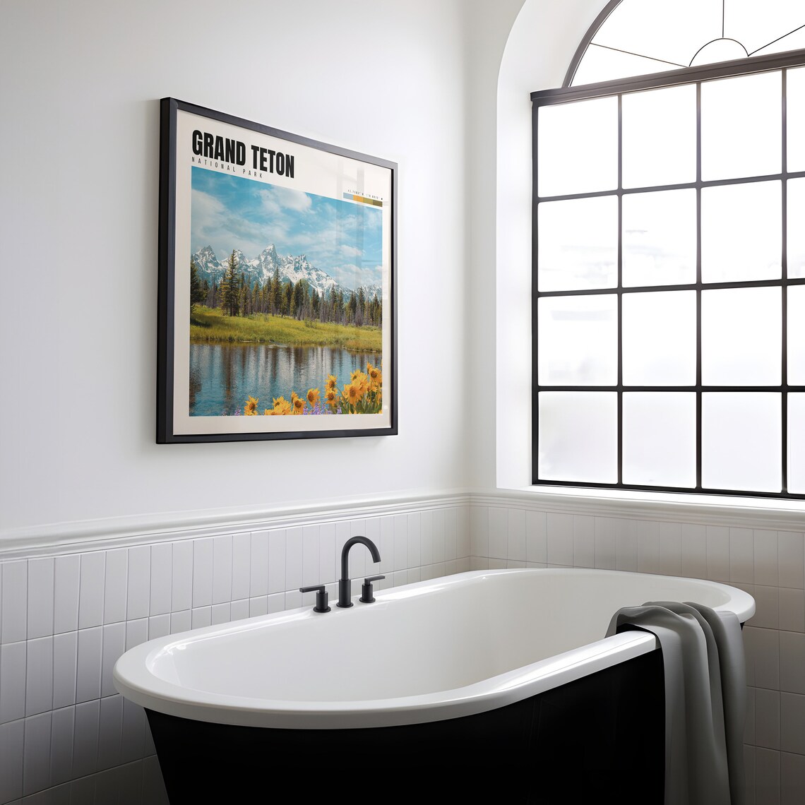 Grand Teton National Park Snowy Peaks Lake Reflection Travel Poster - Image 2