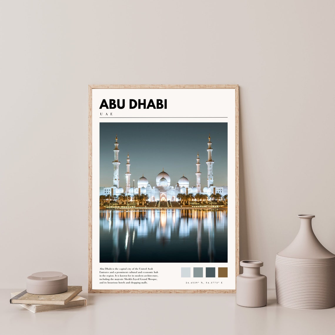 Abu Dhabi UAE Sheikh Zayed Grand Mosque Illuminated Night Poster - Image 4