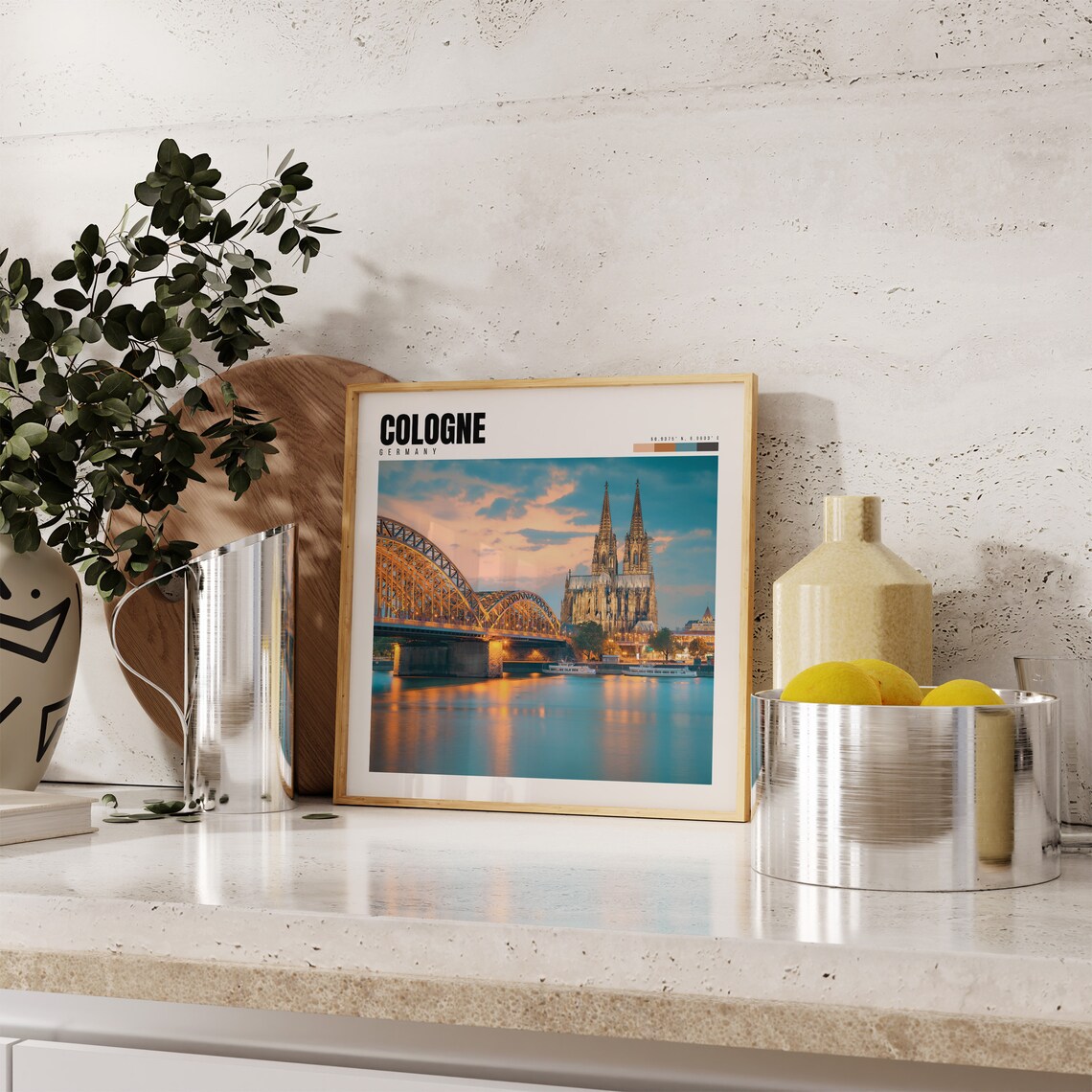 Cologne Cathedral and Hohenzollern Bridge at Sunset City Poster - Image 4