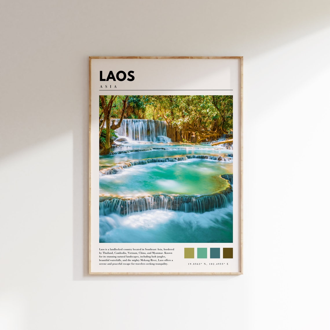 Laos Kuang Si Falls Turquoise Tiered Waterfall Jungle Poster