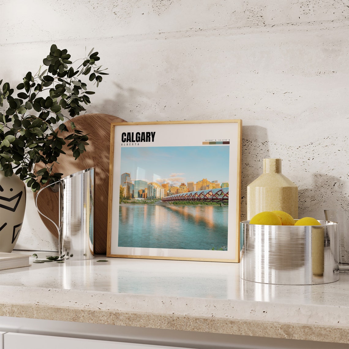 Calgary Alberta Peace Bridge Bow River Skyline Morning Poster - Image 4