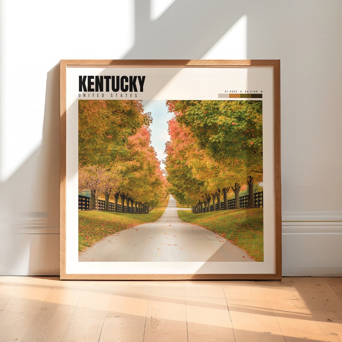 Kentucky Tree Lined Country Road Autumn Colors Horse Country Poster