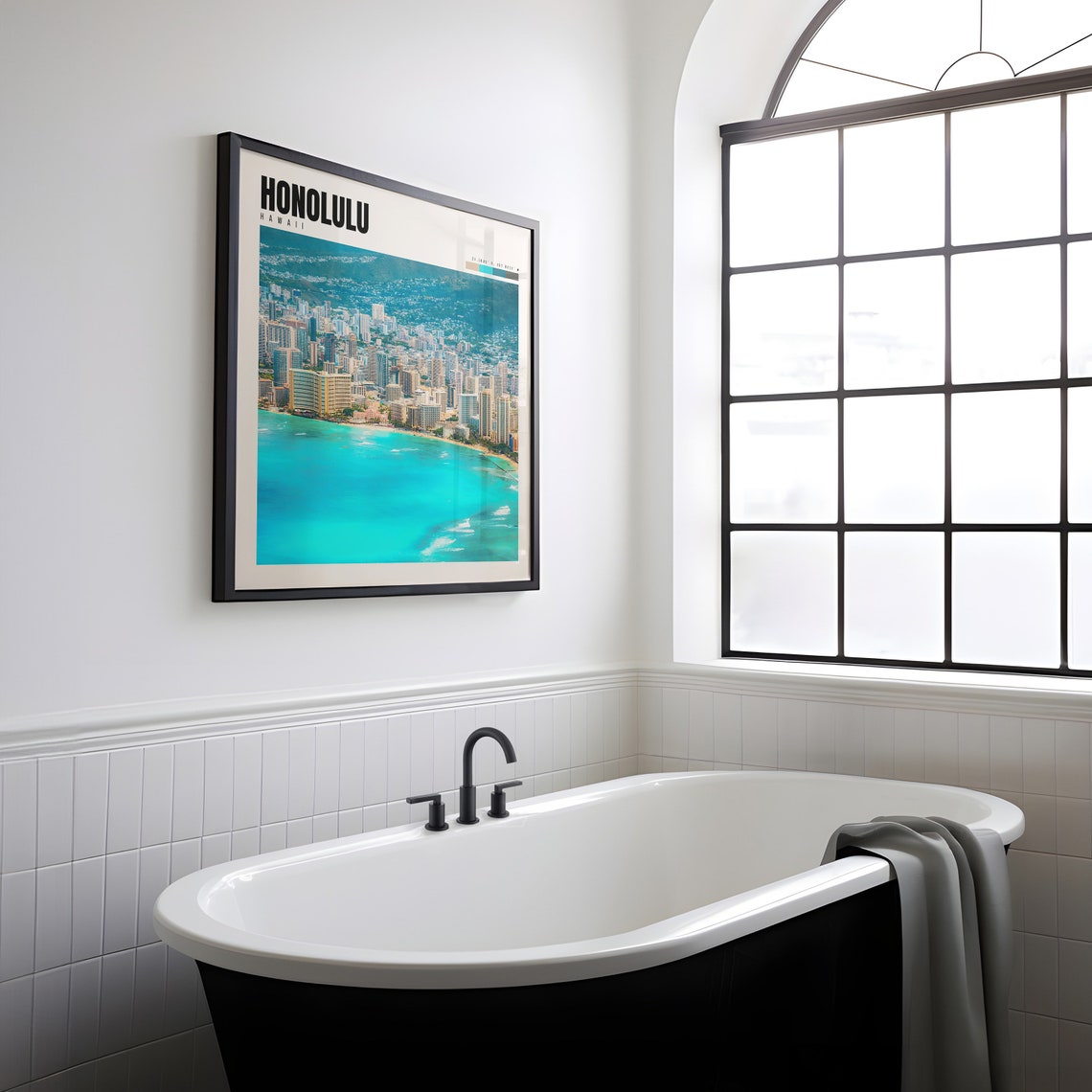 Honolulu Poster with Waikiki Beach and Diamond Head City Skyline - Image 2