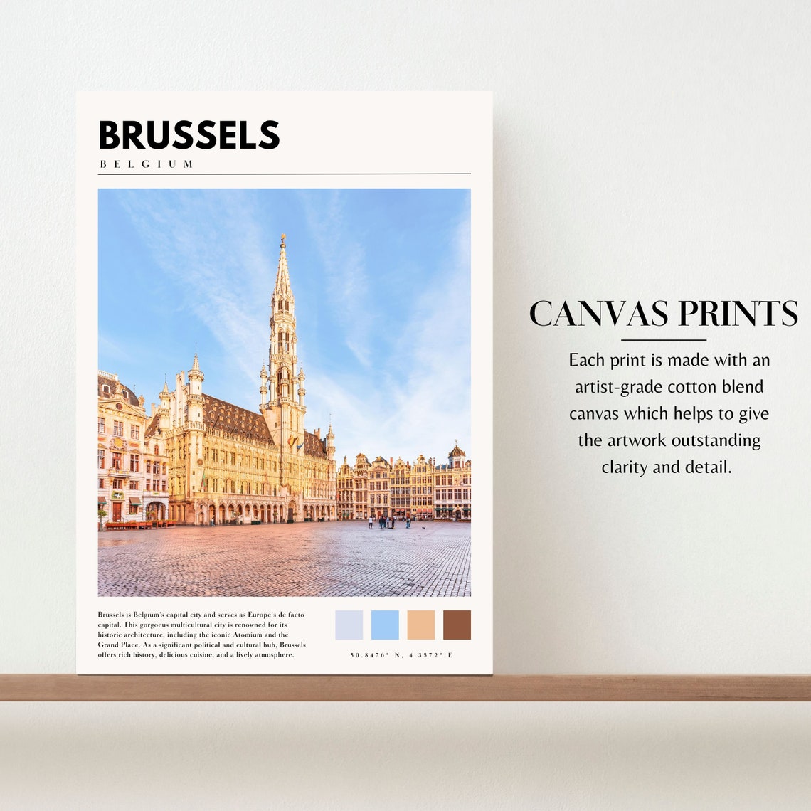 Brussels Belgium Grand Place Town Hall Square Blue Sky Poster - Image 2