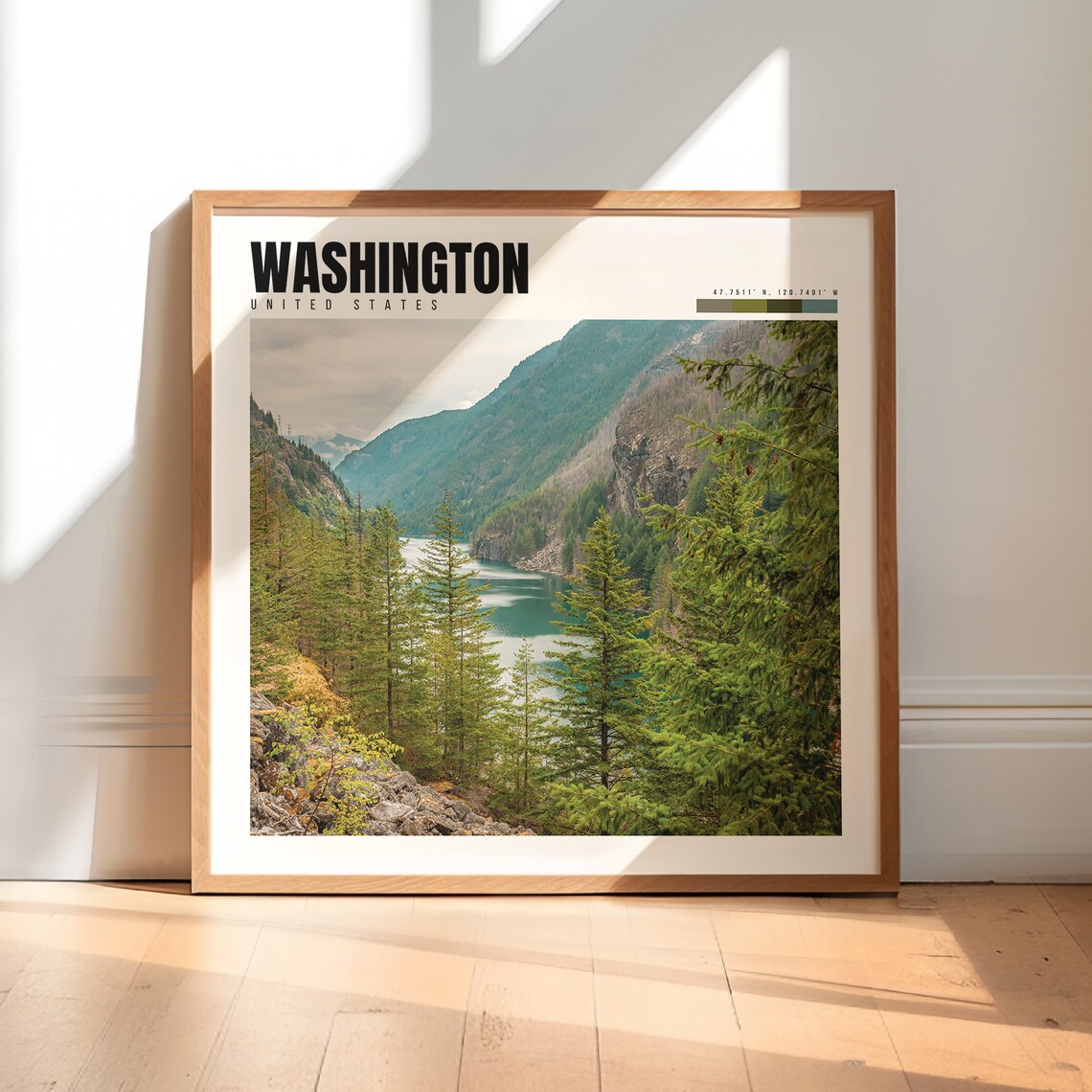 Washington PNW Travel Poster, State Decor Art Print