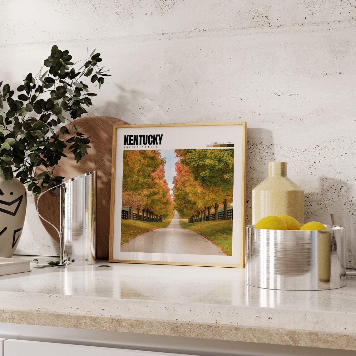 Kentucky Tree Lined Country Road Autumn Colors Horse Country Poster - Image 4