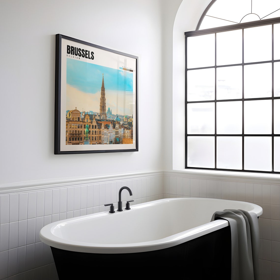 Brussels Belgium Grand Place Town Hall Tower Golden Light Poster - Image 2