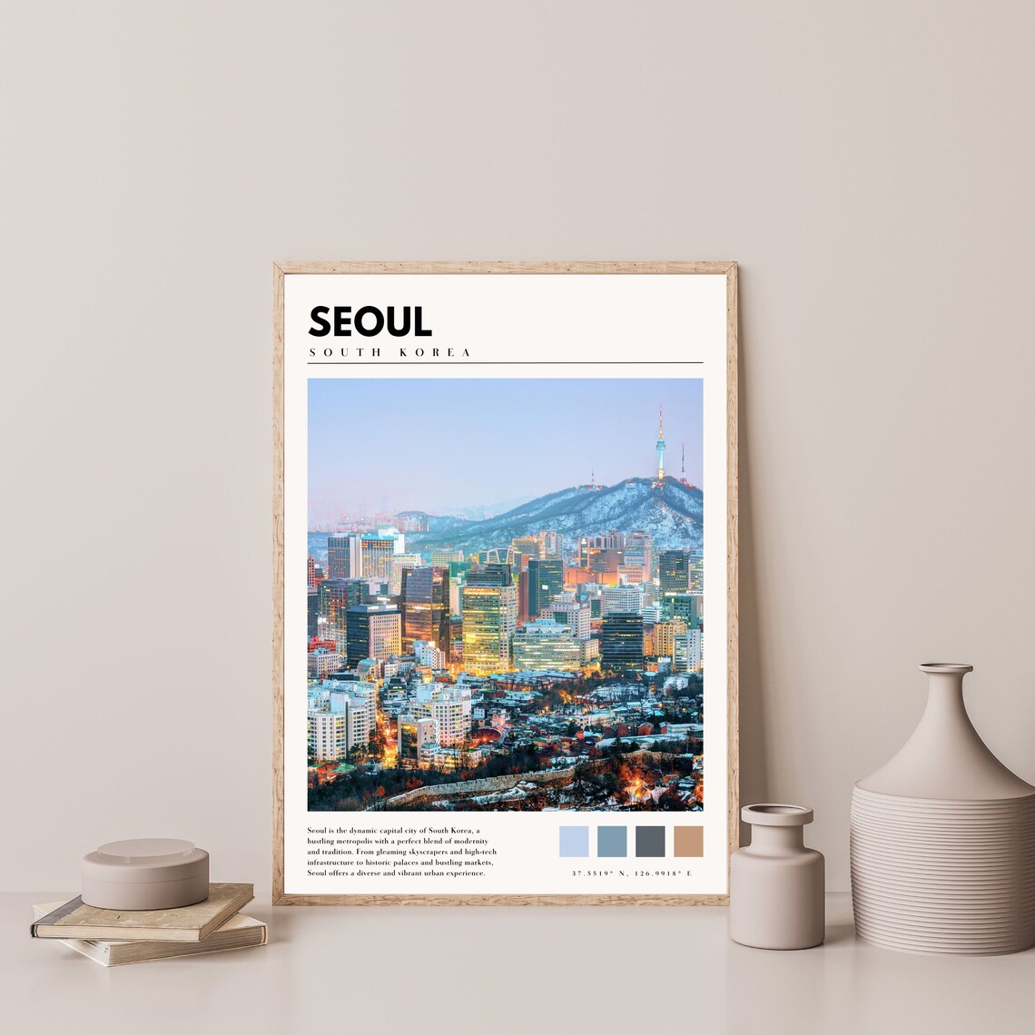 Seoul South Korea N Seoul Tower Namsan Winter Dusk City Poster - Image 4
