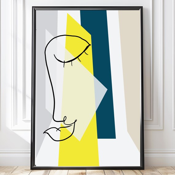 Wall Art Minimalist Abstract Face Line Geometric Modern Decor