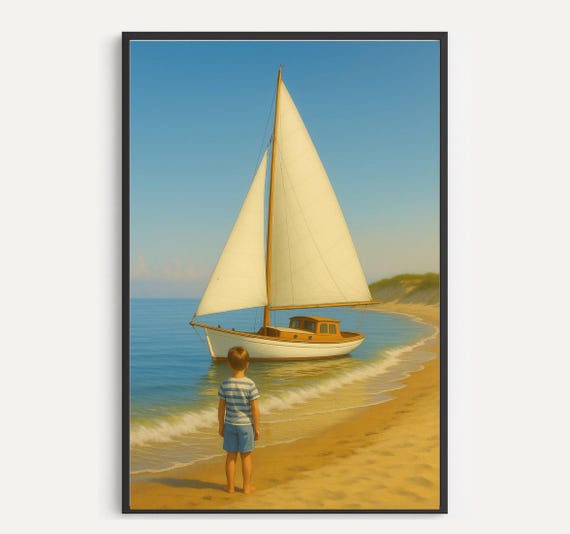 Boy And A Boat Photo Realism Art Print