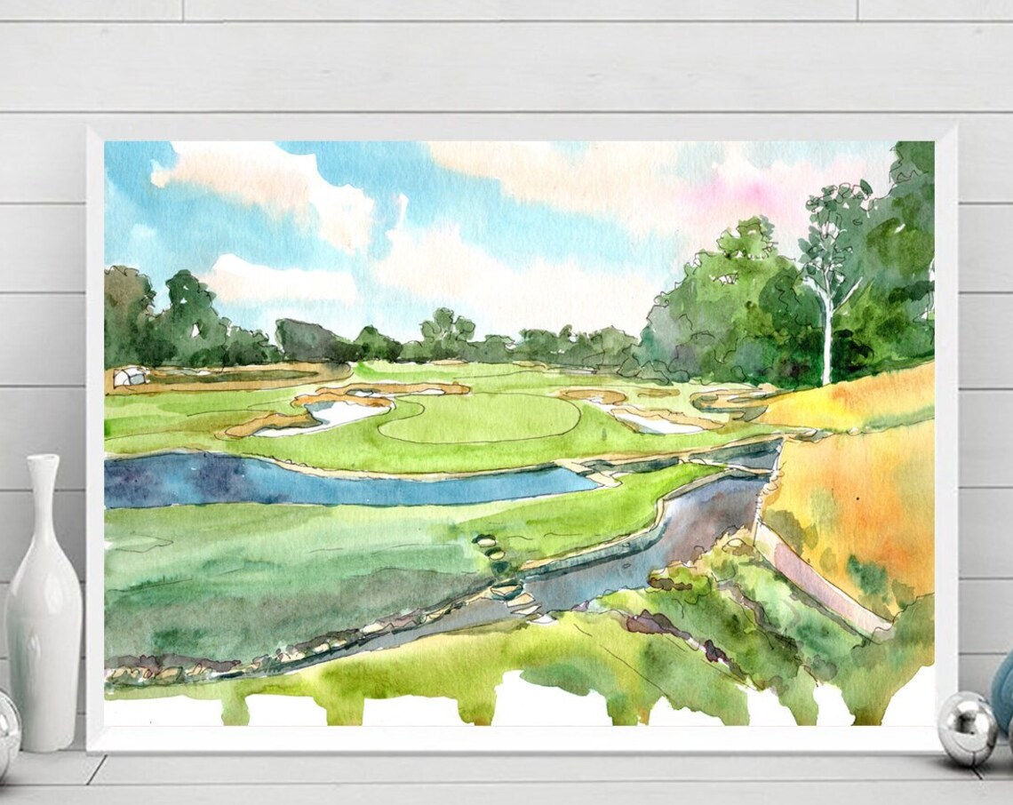 Merion Golf Club Watercolor Travel Poster