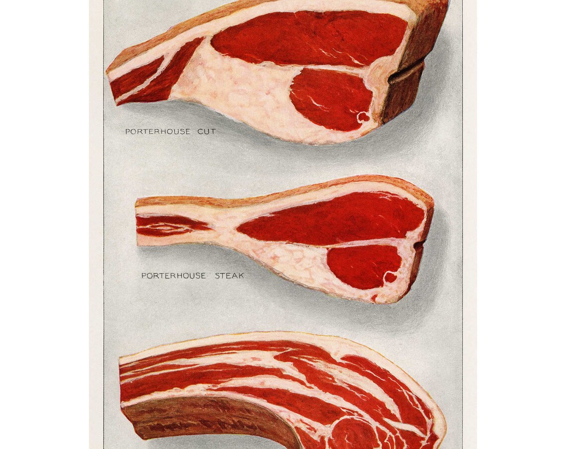 Beef Steak Vintage Cookery Book Art Print