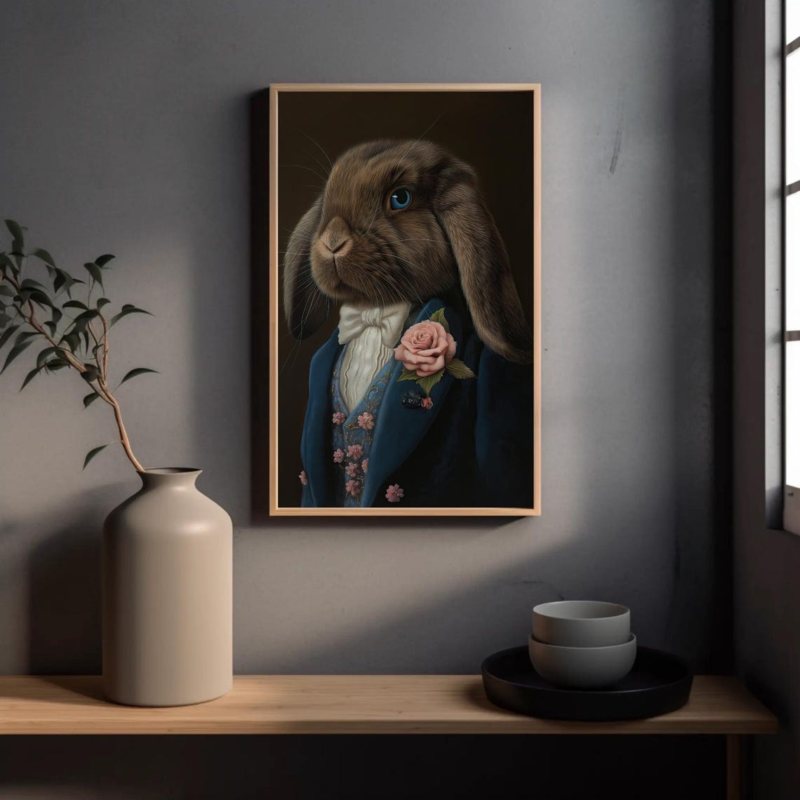 Dapper Brown Holland Lop Bunny In Victorian Blue Suit Poster - Image 4