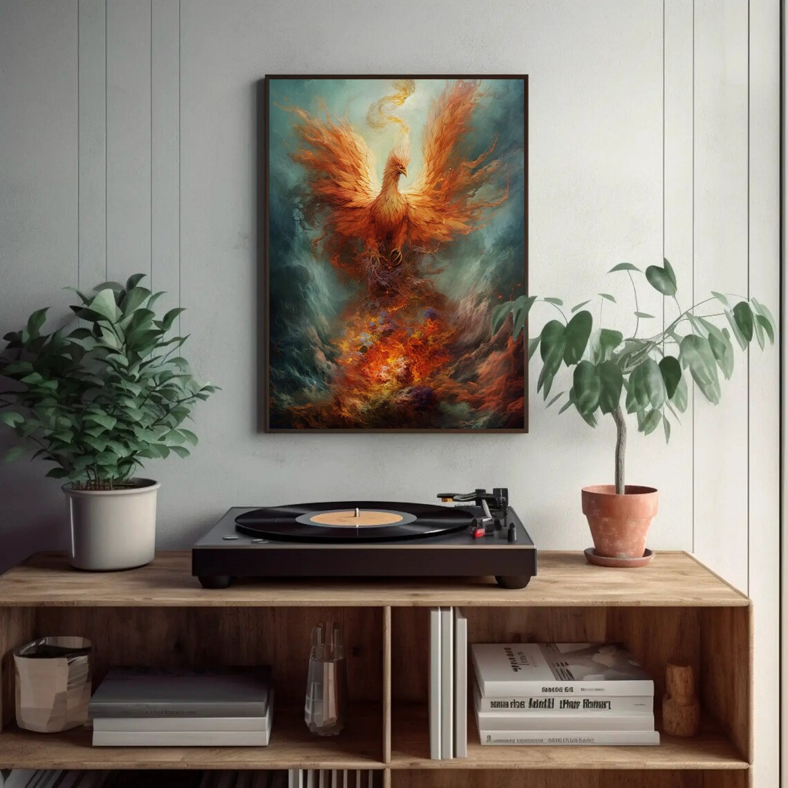 Fire and Water Phoenix Fantasy Wall Art Print - Image 4