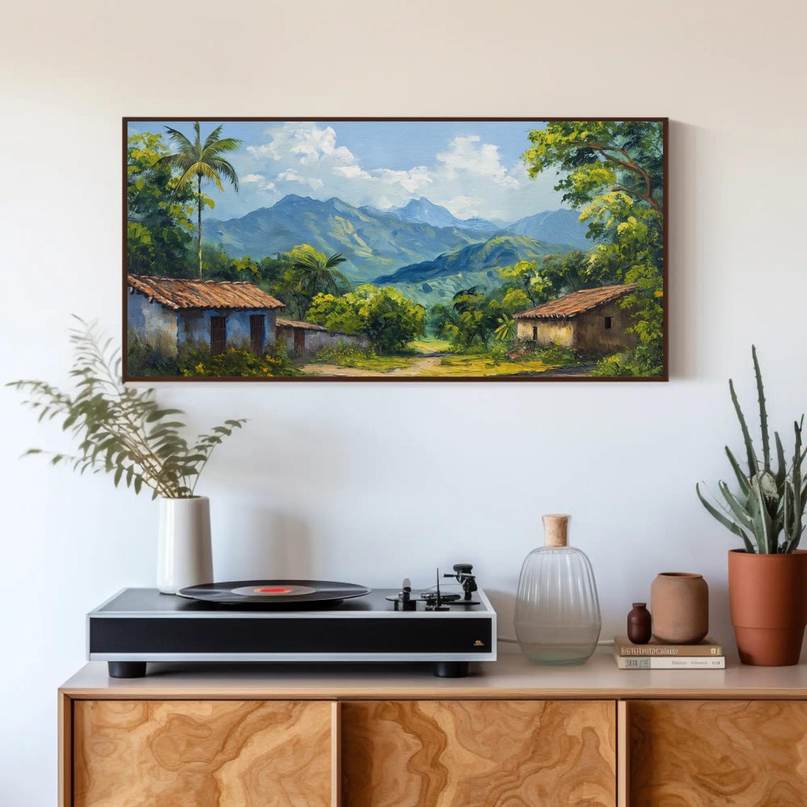 Mexican Mountain Village With Palm Trees And Red Roofs Poster - Image 4