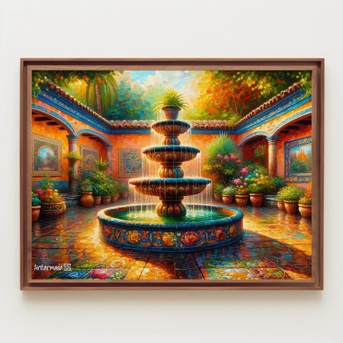 Sun Kissed Mexican Courtyard Garden, Traditional Art Print - Image 5