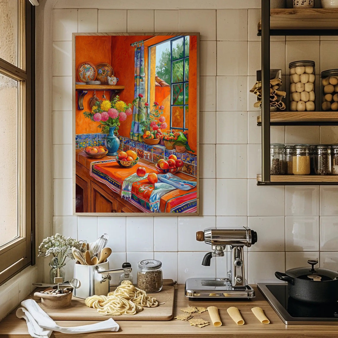 Vibrant Mexican Kitchen Interior With Blue Talavera Tiles Poster - Image 4
