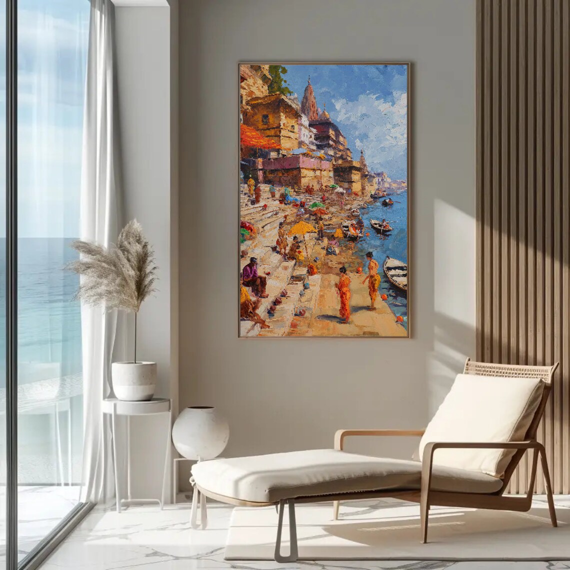 Ghats of Varanasi Art Print, Indian Landscape - Image 2
