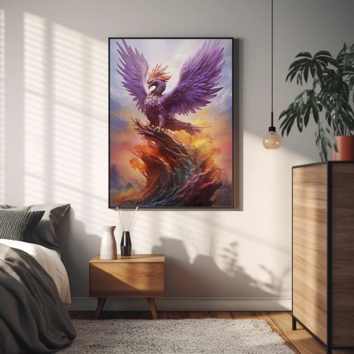 Amethyst Phoenix Rising From Ashes, Fantasy Art - Image 5