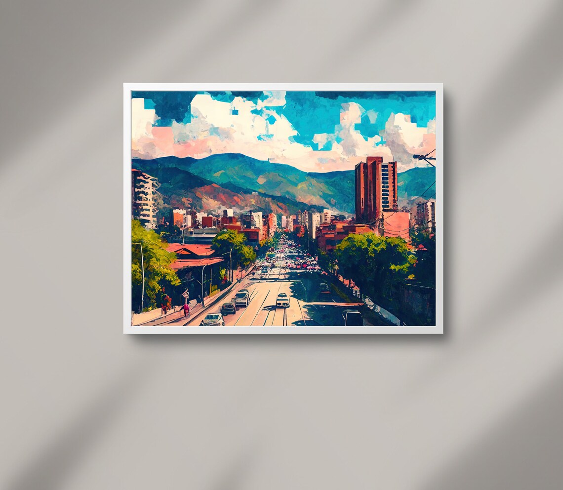 Bogota Colombia Wide Avenue Daytime Mountain View Art Poster - Image 3