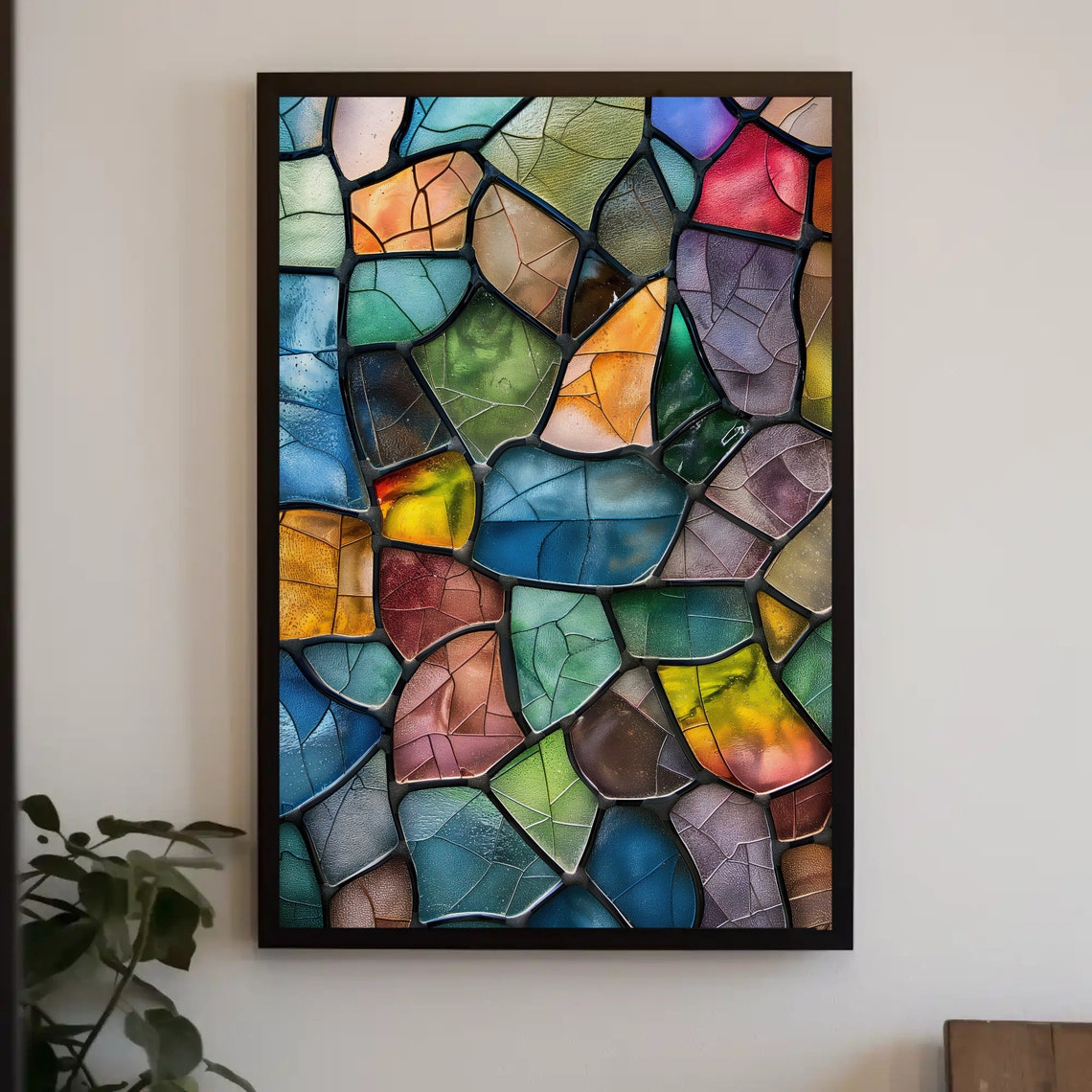 Colorful Stained Glass Mosaic Abstract Window Art Decor Poster