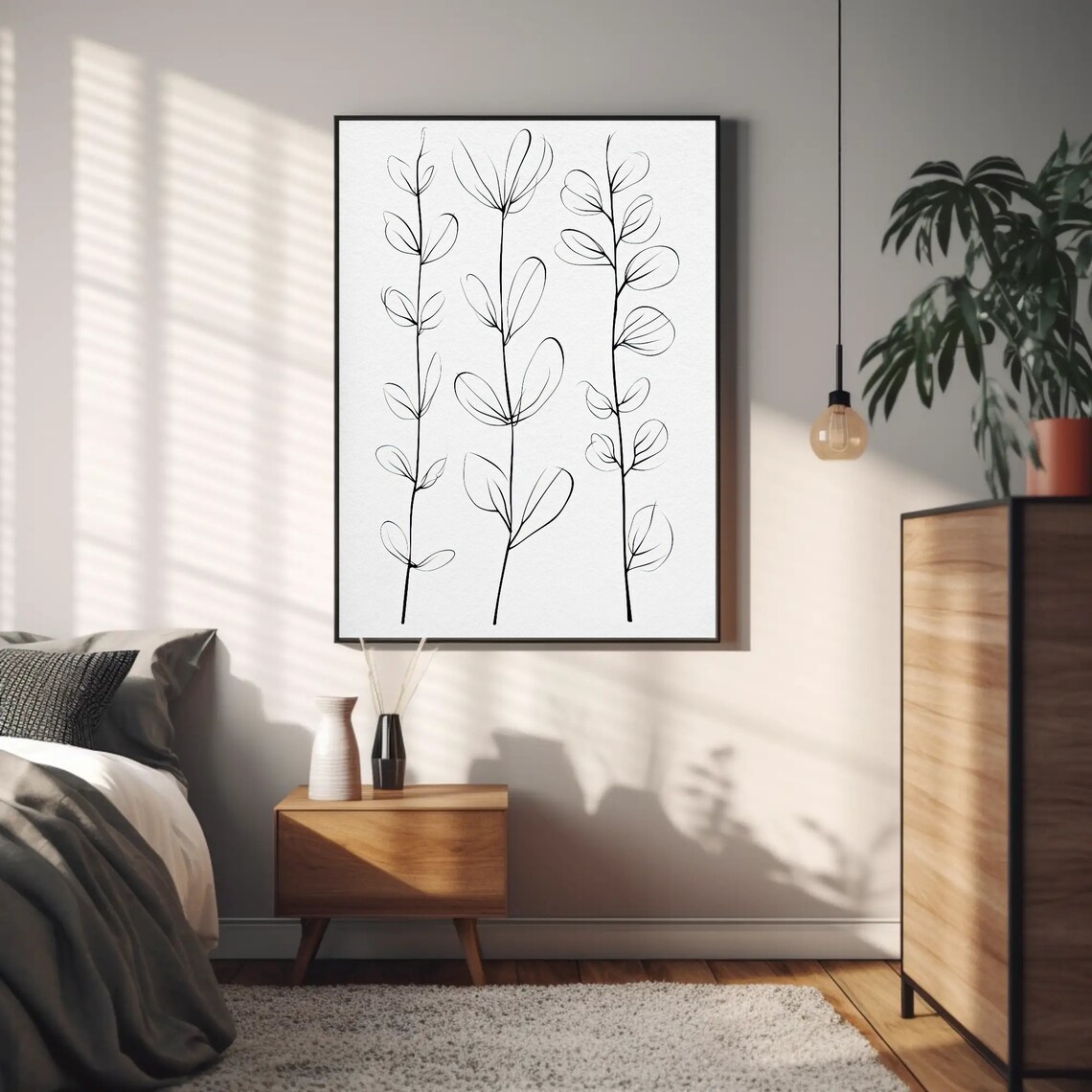 Leafy Plant Simple Line Drawing, Minimalist Art Print - Image 4