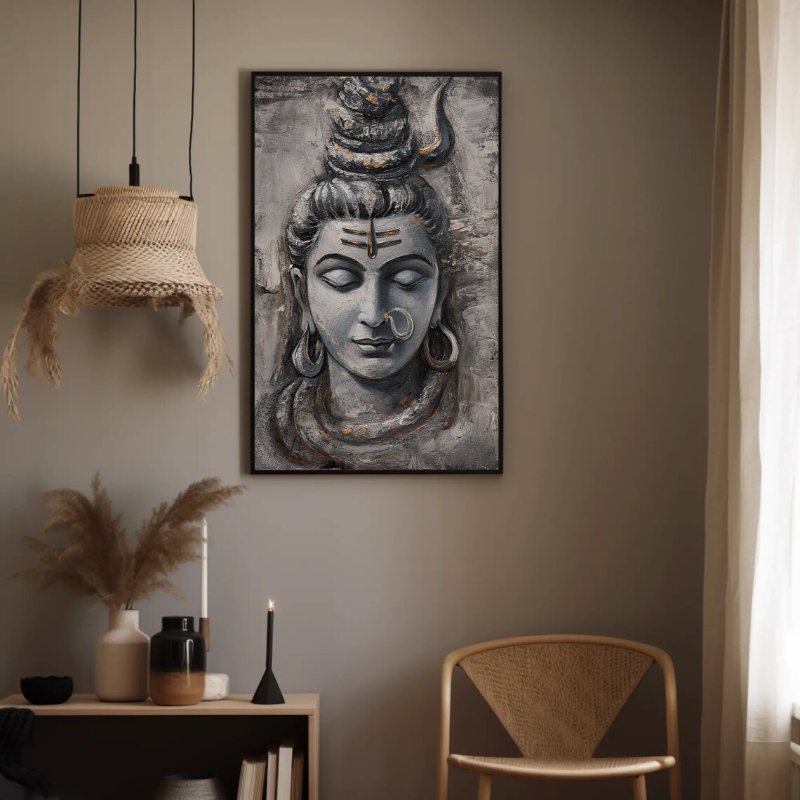 Shiva Hindu God Art Print, Indian Spiritual Decor - Image 2
