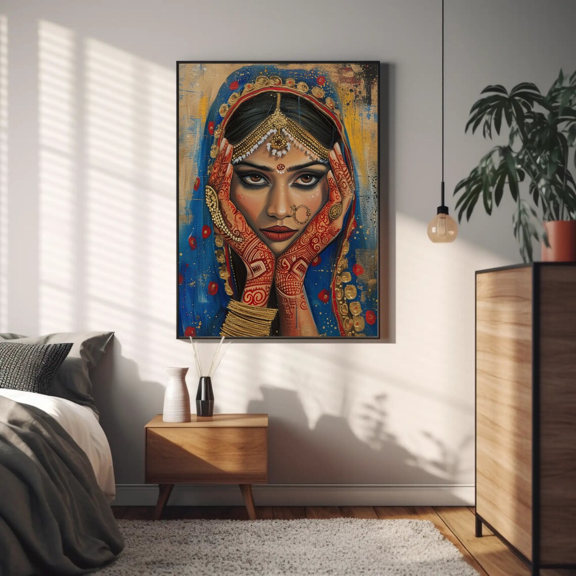 Indian Bride Henna Hands Gold Jewelry Portrait Cultural Art Poster - Image 5