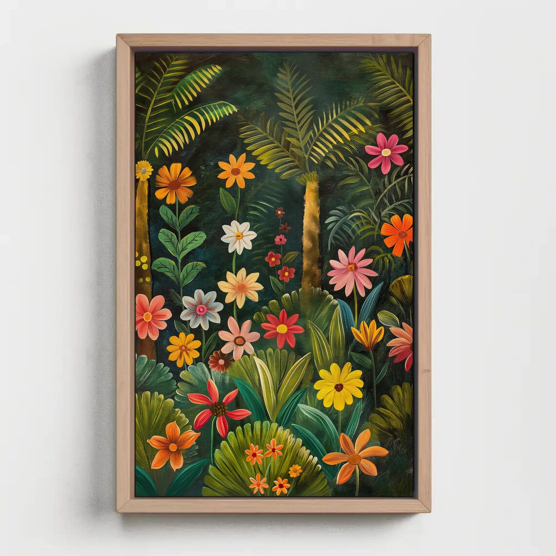 Tropical Jungle With Vibrant Flowers Colorful Naive Botanical Poster - Image 5