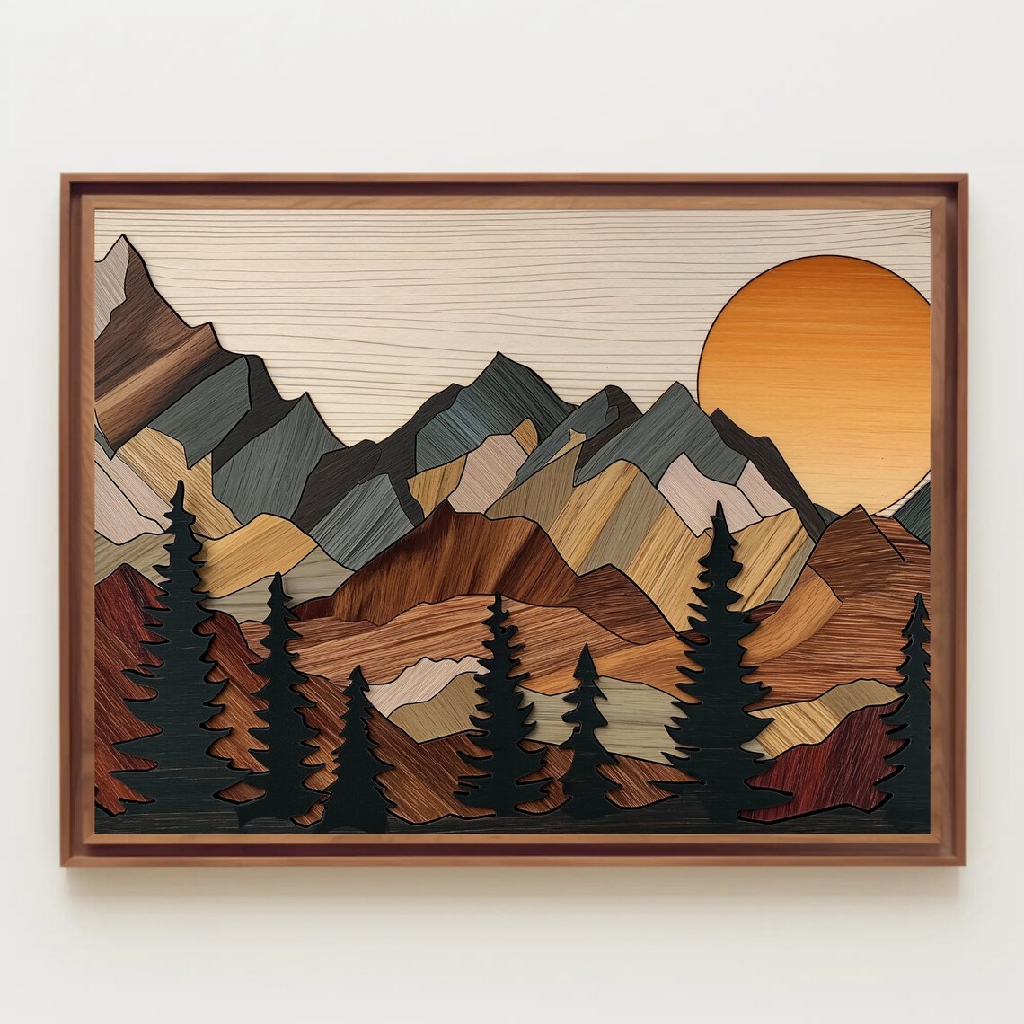 Wooden Effect Mountain Cabin Rustic Wall Art Print - Image 5