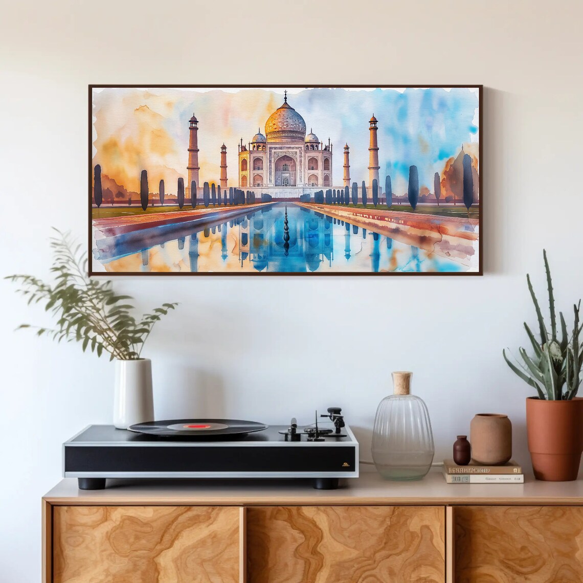 Taj Mahal India Watercolor Painting Iconic Landmark Art Poster - Image 3