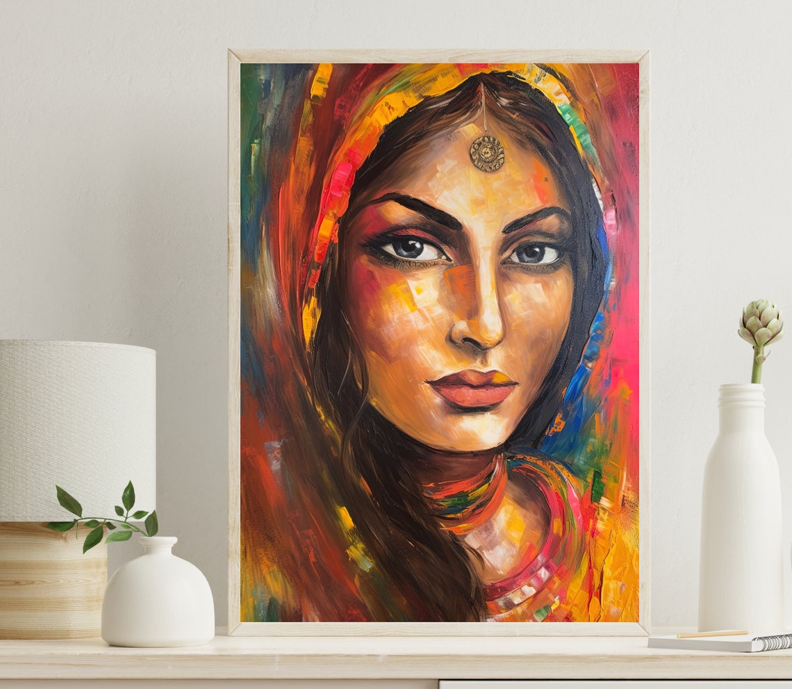 South Asian Women Woman Desi Painting Pakistani Woman Decor South Asian Art Pakistani Art Indian Decor Desi Artwork Home Decor