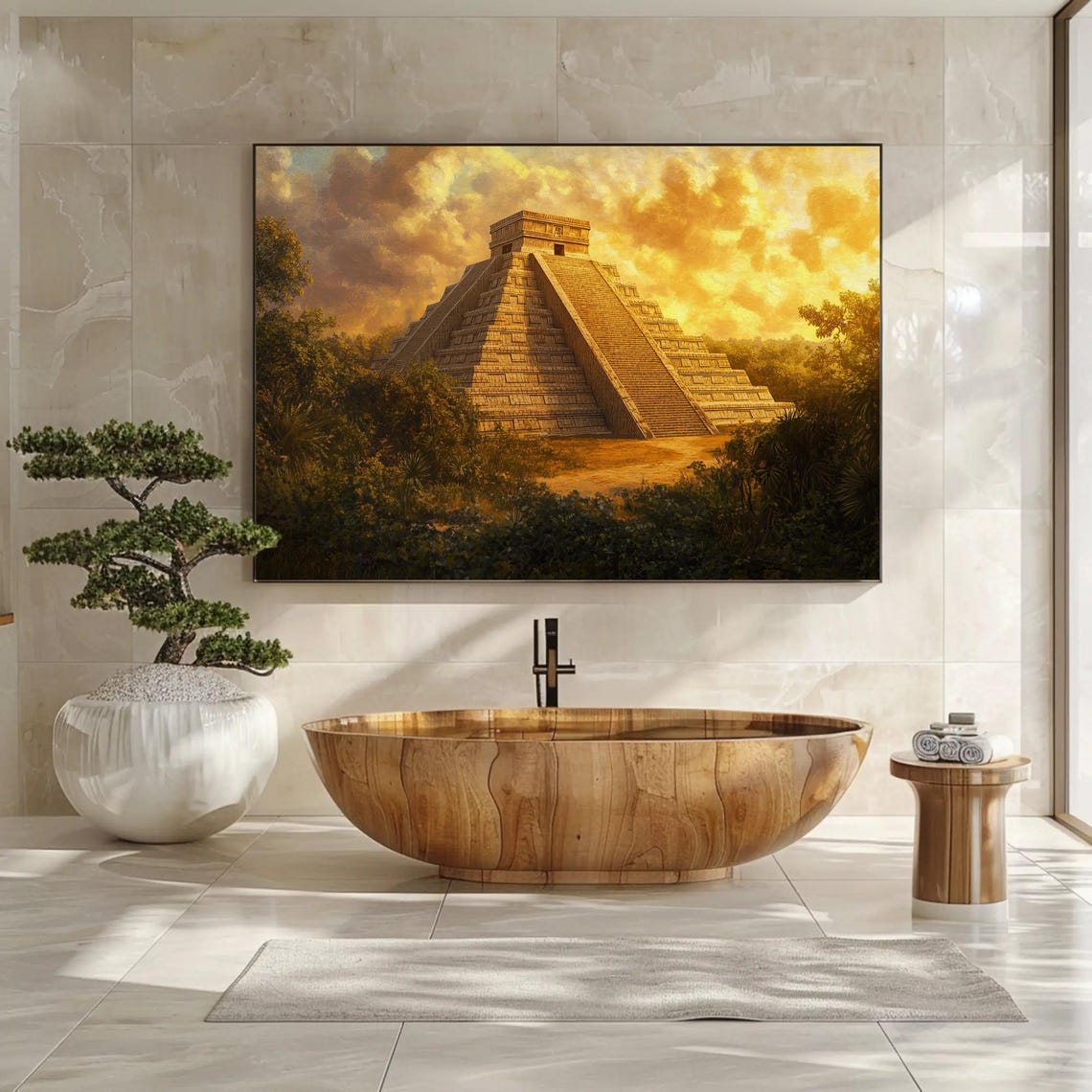 Mayan Pyramid at Golden Sunset Rising Above the Jungle Poster - Image 3