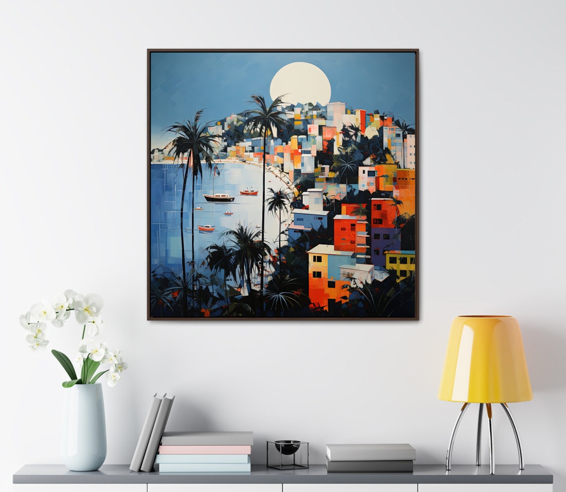Acapulco Mexico Bay at Night With Moonlit Hillside Houses Poster - Image 3