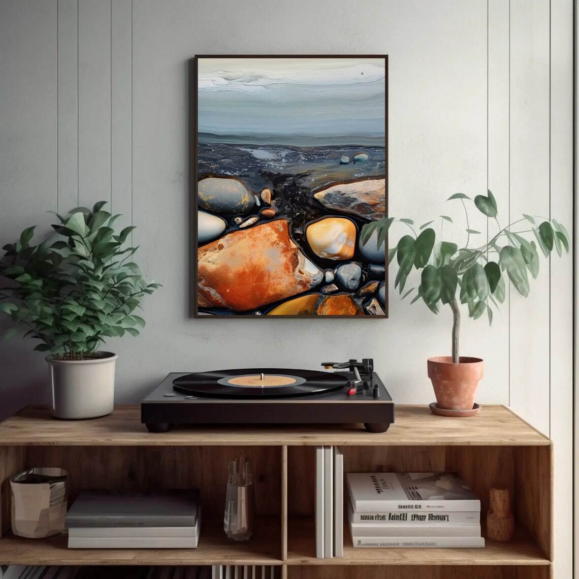 Rocks on a Sandy Beach, Modern Home Decor - Image 2
