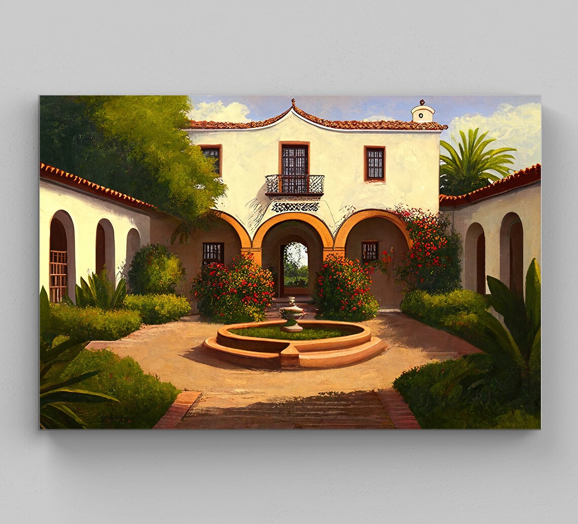 Hacienda Art Print, Mexican Living Room Decor