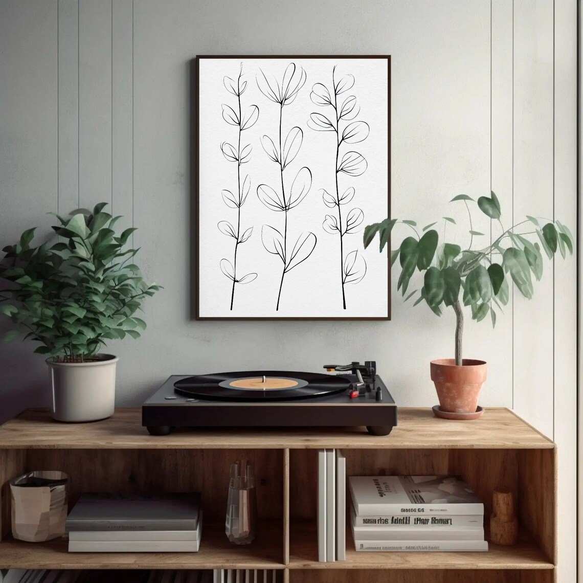 Leafy Plant Simple Line Drawing, Minimalist Art Print - Image 2