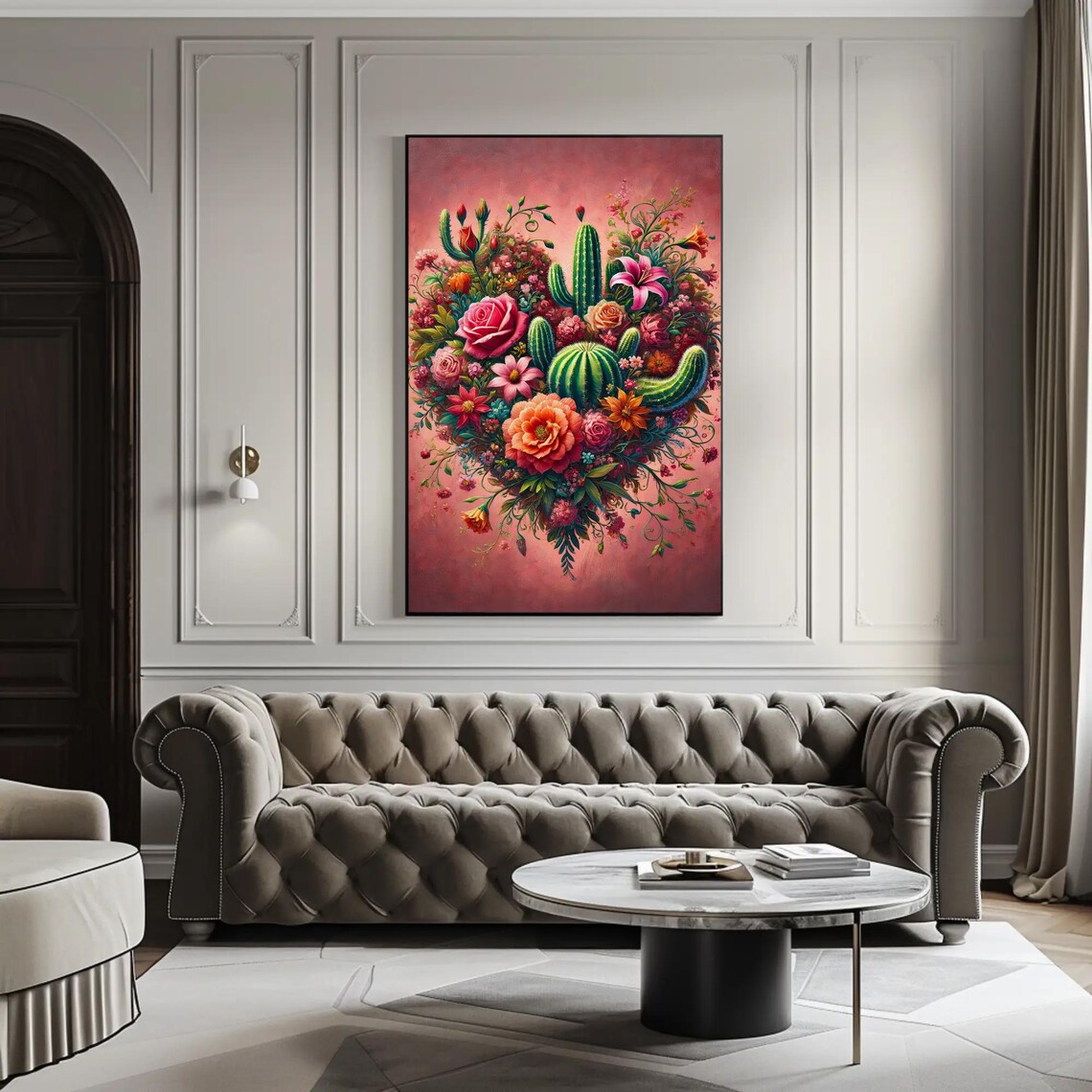 Mexican Corazon Blooming Heart Folk Art Print - Image 3