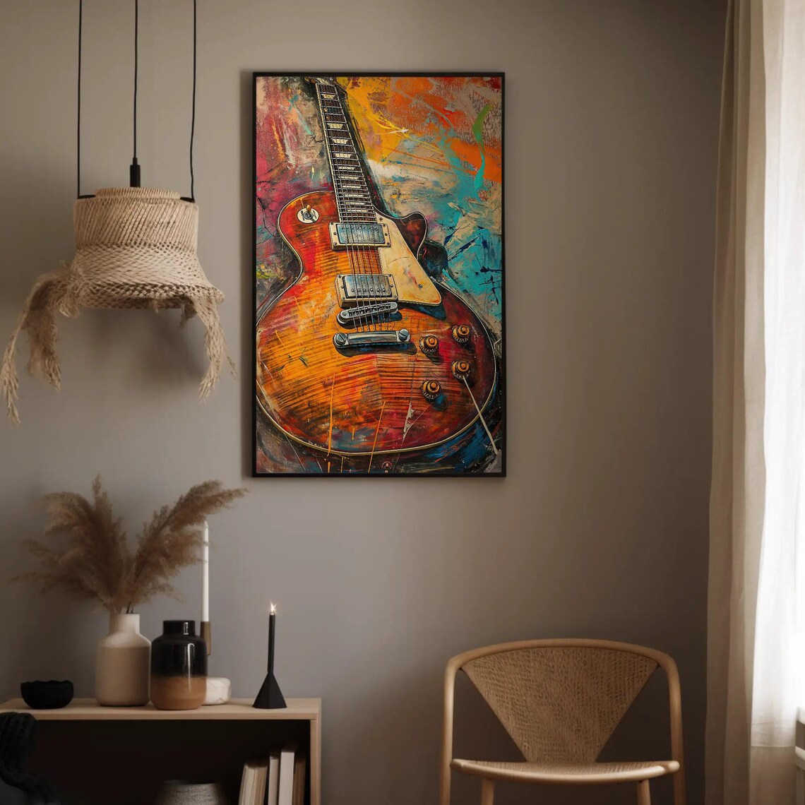 Graffiti Electric Guitar Colorful Rock Music Instrument Poster - Image 2