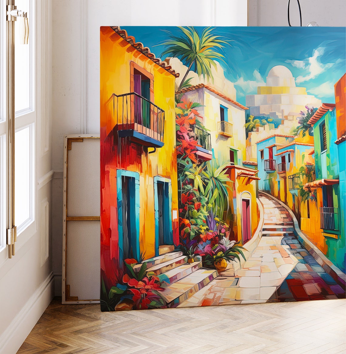 Mexican Colonial Street Leading Up to a Hilltop Church Poster - Image 2