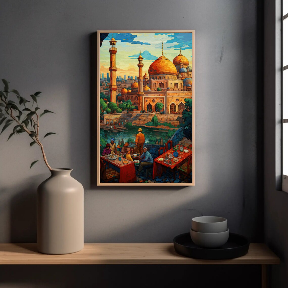 Ancient India City Landscape Golden Domes Vertical Fantasy Poster - Image 3