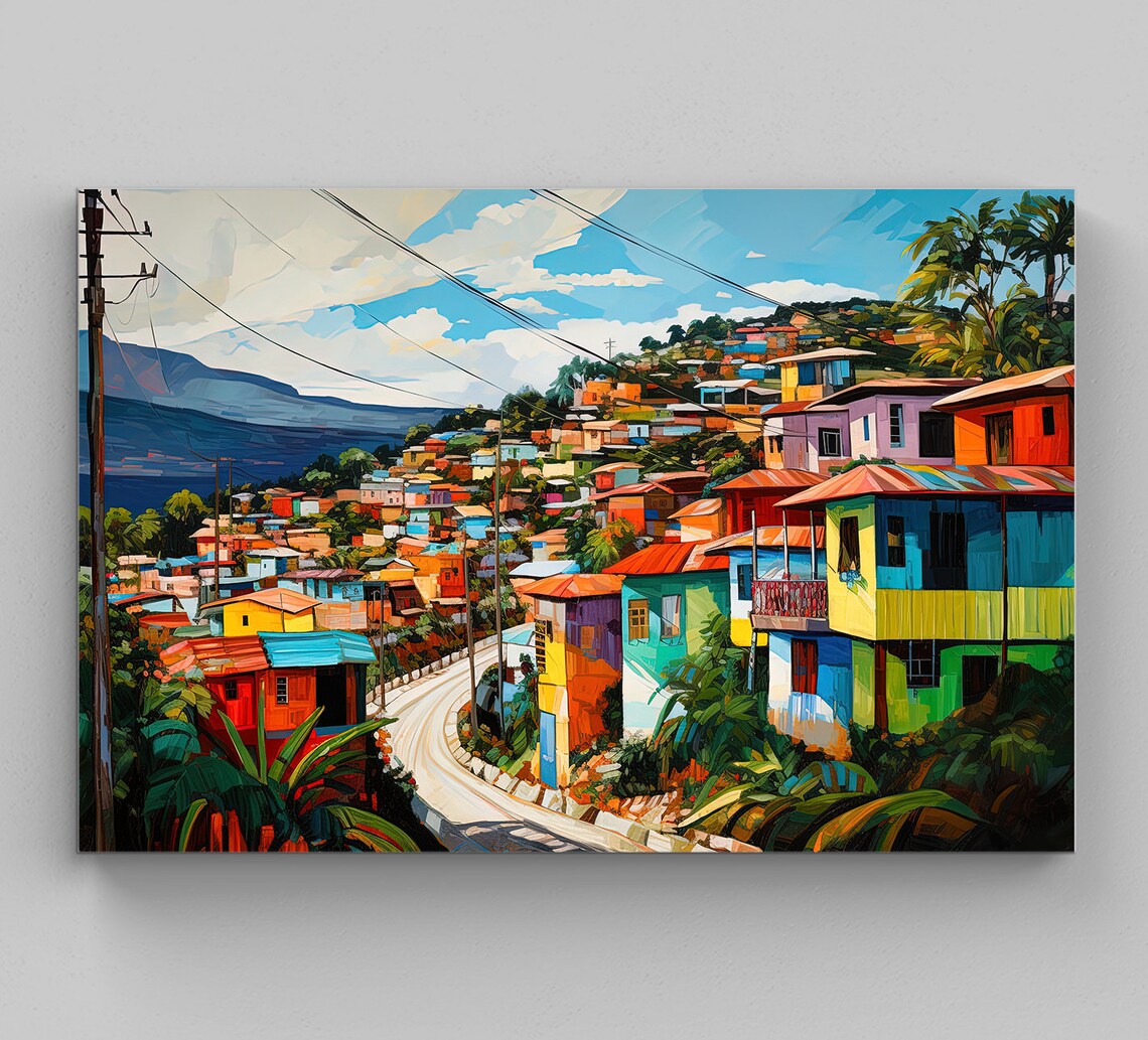 Haitian Street Painting, Haitian Oil Painting Art Print