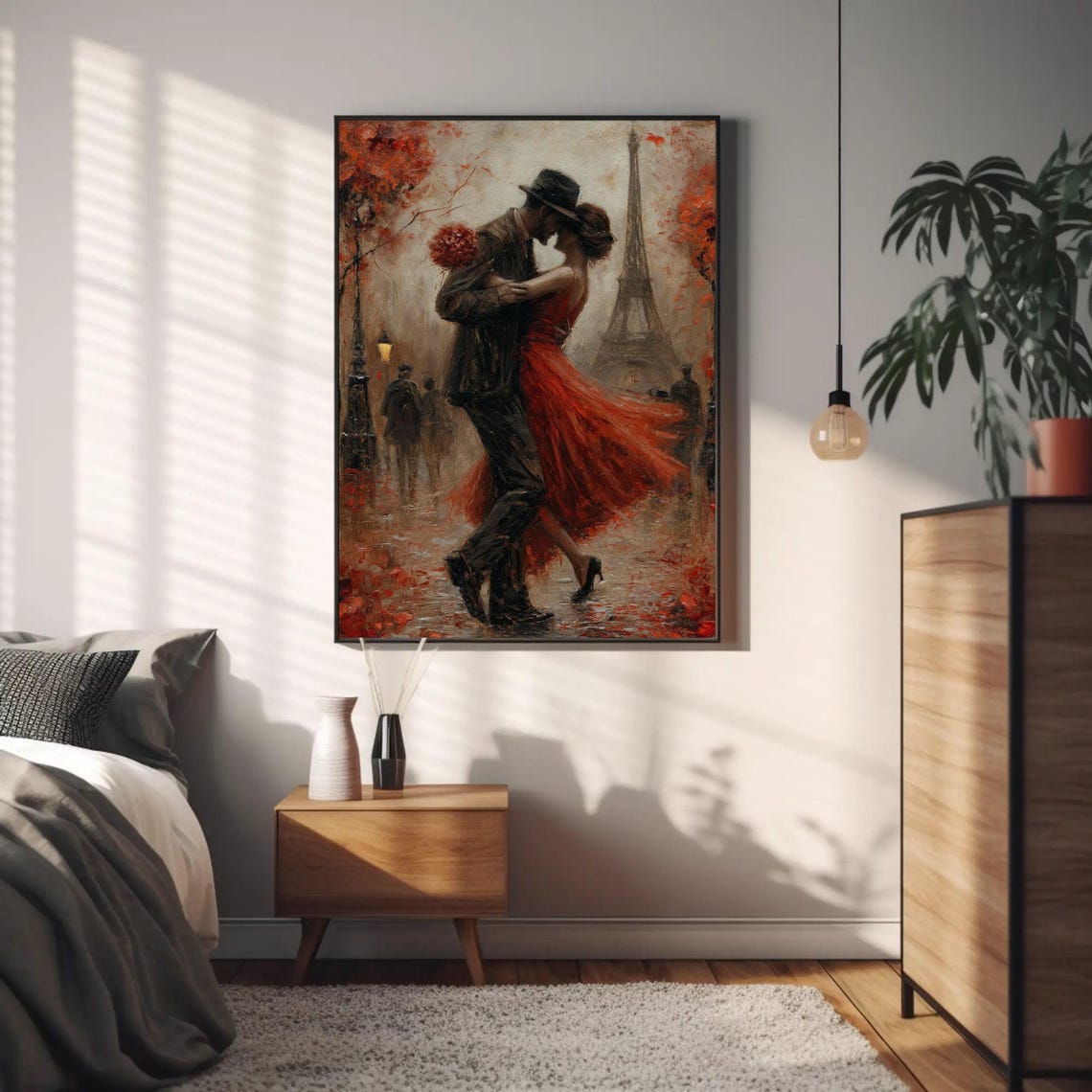 Paris Tango Couple Dancing Under Eiffel Tower Autumn Painting Poster - Image 3