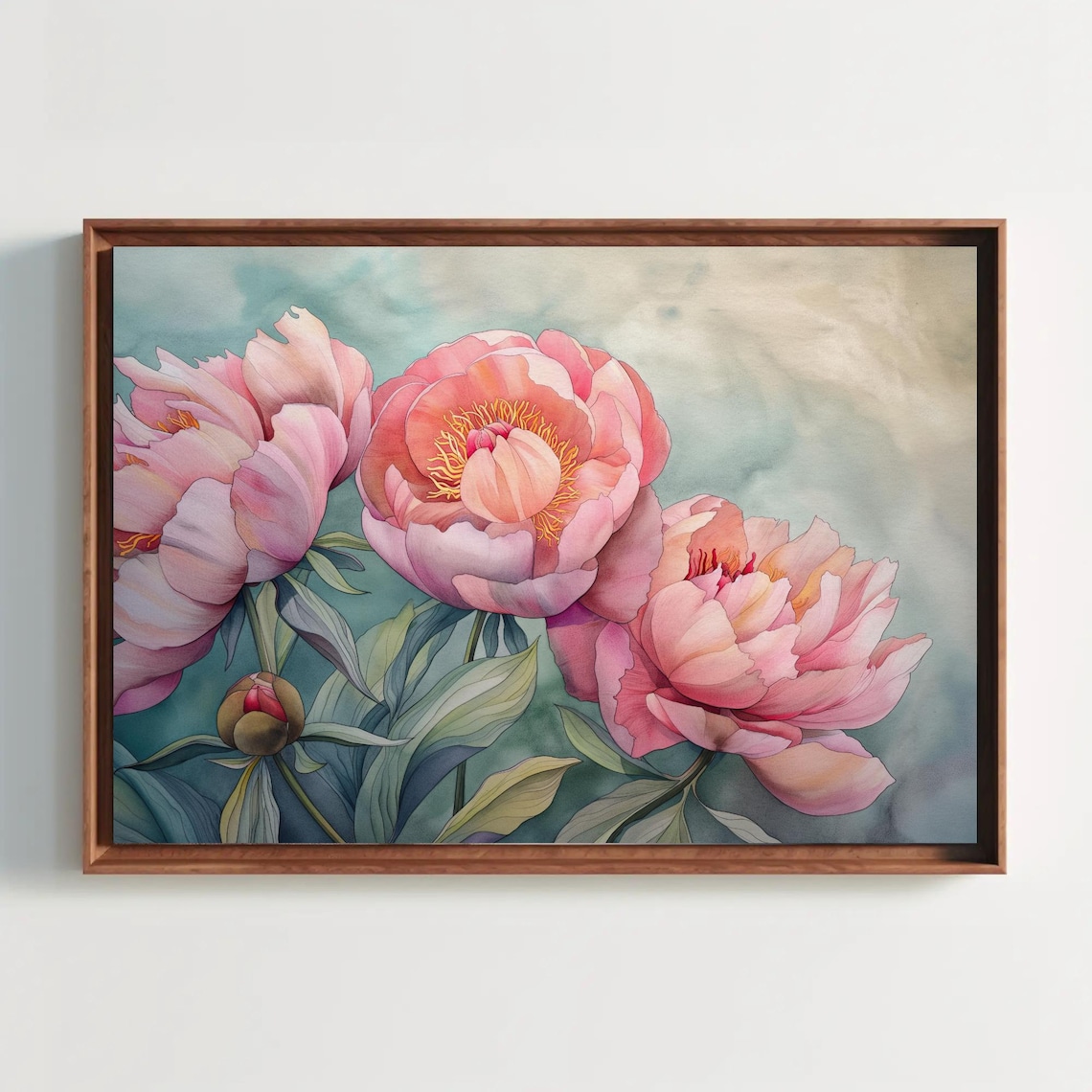 Blush Pink Peonies Watercolor Soft Romantic Floral Bloom Poster