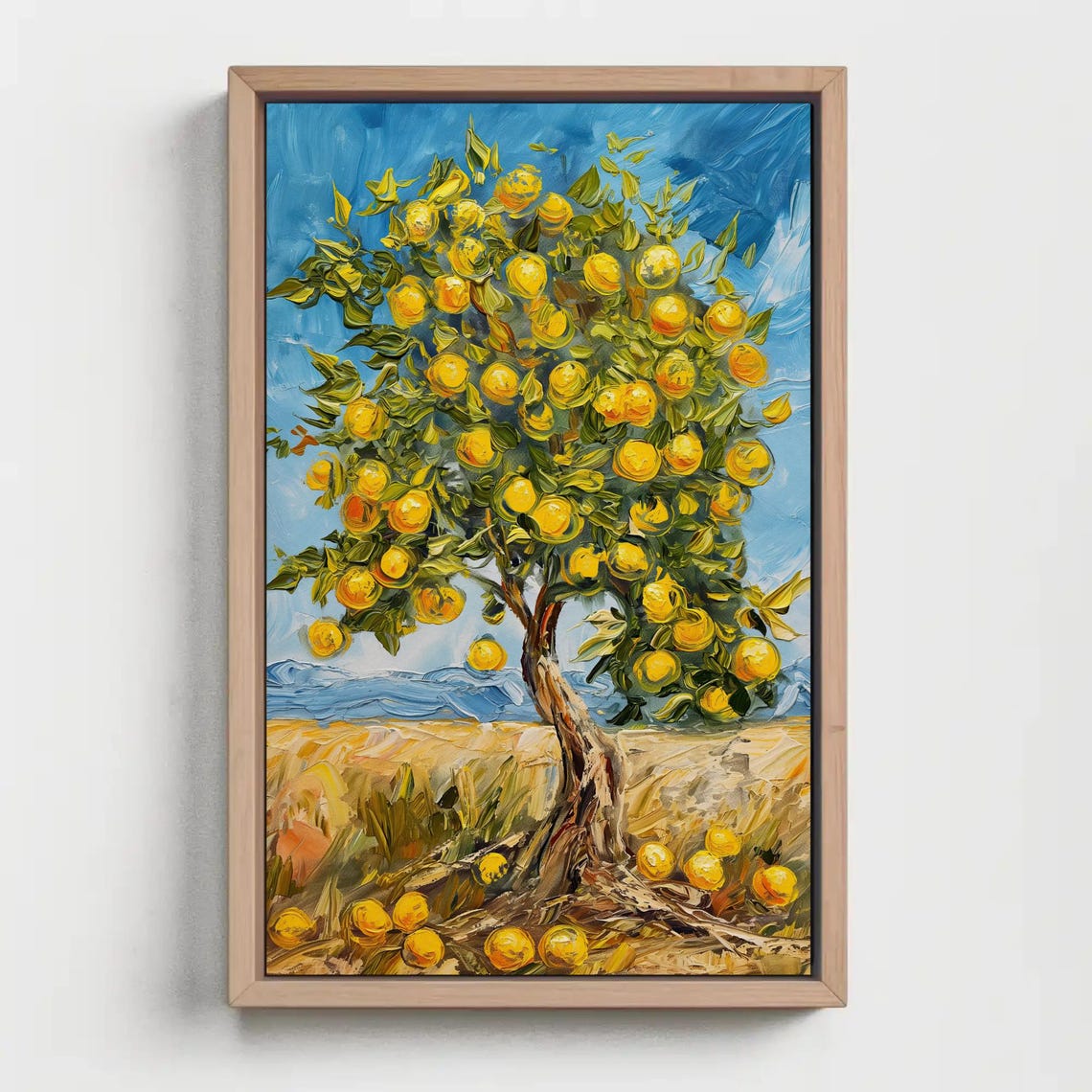Lemon Tree In Thick Impasto Strokes Beneath A Blue Sky Art Poster - Image 4