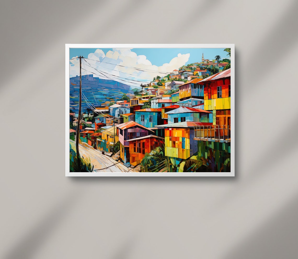 Street Of Haiti Art Print Haitian Art Haitian Art Prints Haitian Home Decor Haitian Print Haitian Oil Painting Wall Art - Image 2